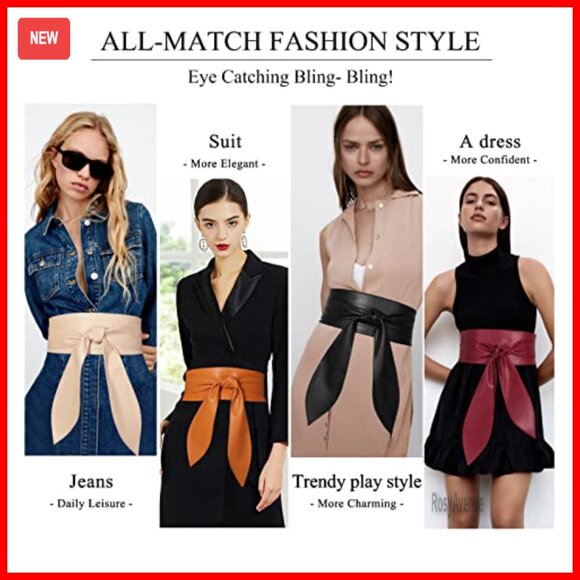 Wide Cinch Belt PU Leather Obi Style Tie Up Wrap Around Waist Corset main image 4
